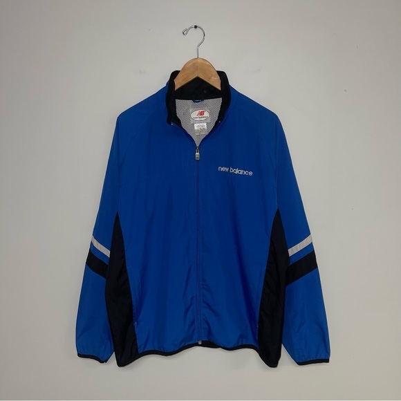 New Balance Vintage Windbreaker  Men’s Size Medium Blue Black Lightweight Jacket - Picture 2 of 6